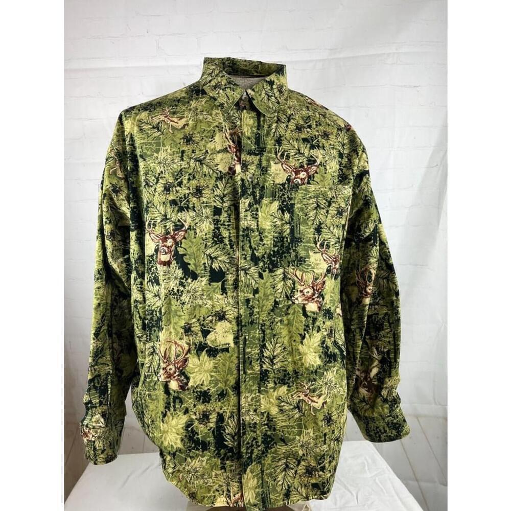 Field Tested by Outdoor Life Mens Big & Tall 2XL Button Up Shirt Forest Scene